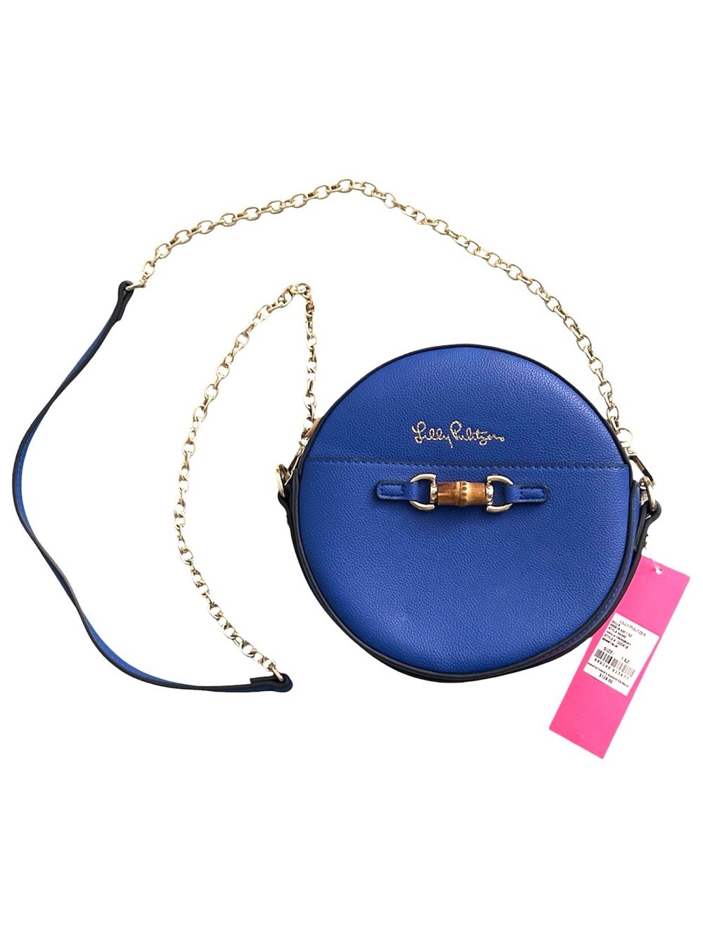 NWT Lilly Pulitzer Amalia Crossbody Circle Bag in Bennet Blue w/ Bamboo Hardware